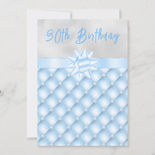 Blue and Silver Tufted Pearls Birthday Party Invitation