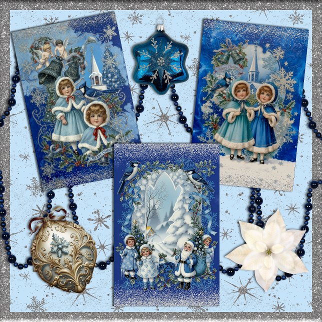 Blue and Silver Victorian Christmas Wrapping Paper Sheets (Creator Uploaded)