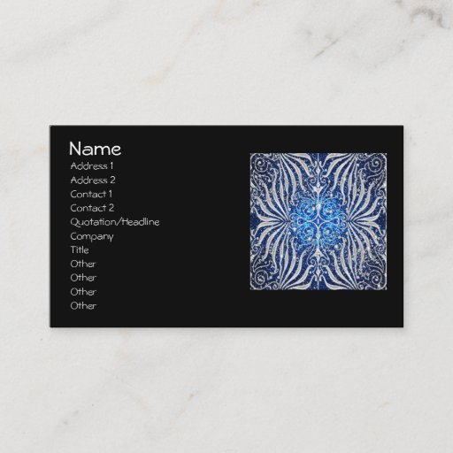 Customizable Blue and Silver Victorian Sparkle Business Card Template