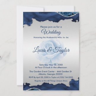 Blue and Silver Wedding Invitation