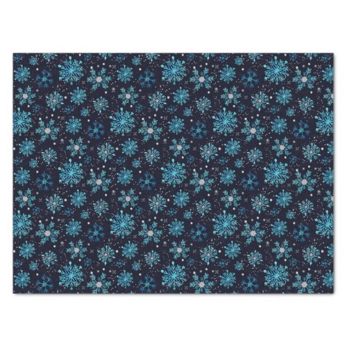 Blue and Silver Winter Snowflakes Tissue Paper