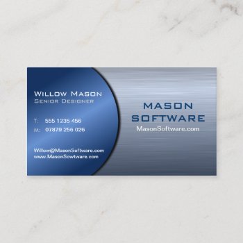 Blue And Steel Folded Technology Business Card 2 by ImageAustralia at Zazzle