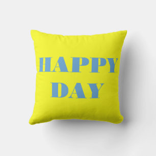 Blue And sunflower yellow Happy Day Throw Pillow