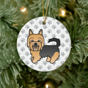 Blue And Tan Australian Terrier Cute Cartoon Dog Ceramic Ornament