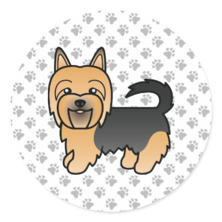 Blue And Tan Australian Terrier Cute Cartoon Dog Classic Round Sticker