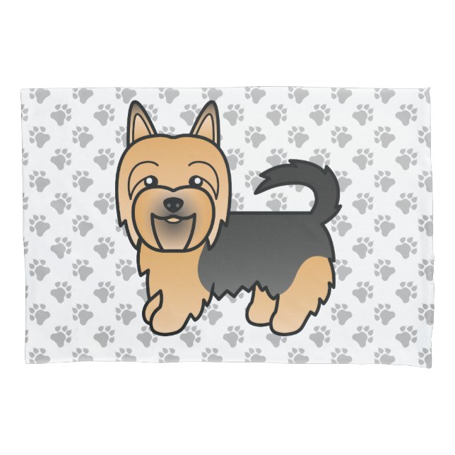 Blue And Tan Australian Terrier Cute Cartoon Dog Pillow Case (Front)
