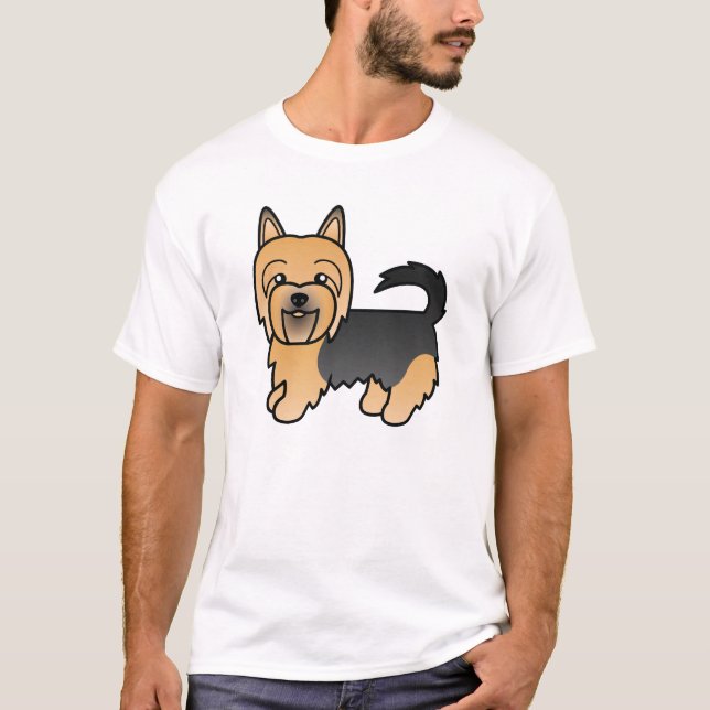 Blue And Tan Australian Terrier Cute Cartoon Dog T-Shirt (Front)
