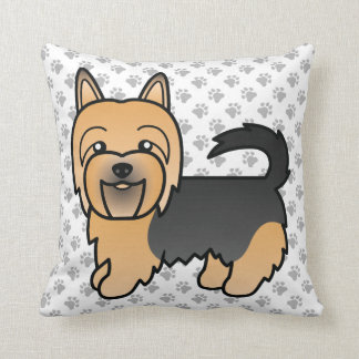 Blue And Tan Australian Terrier Cute Cartoon Dog Throw Pillow