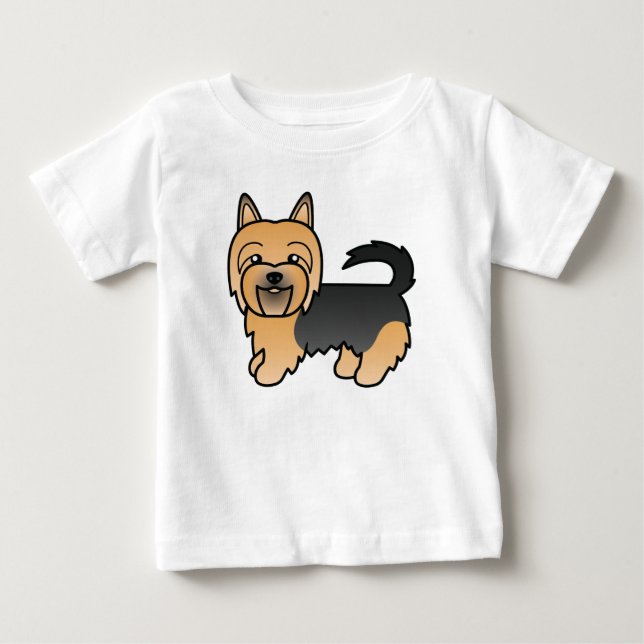 Blue And Tan Australian Terrier Dog Caricature Art Baby T-Shirt (Front)