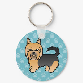 Blue And Tan Australian Terrier Dog Cartoon Design Keychain