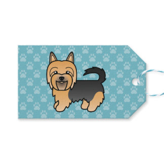 Blue And Tan Australian Terrier Dog On Blue Gift Tags