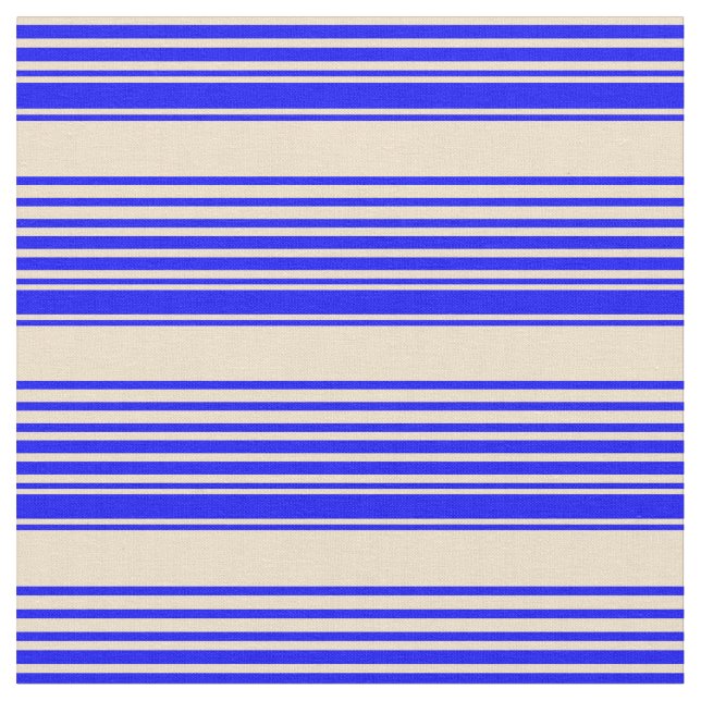 Blue and Tan Colored Stripes Fabric (Close Up)