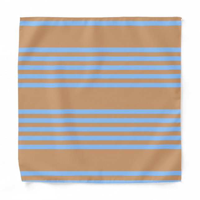 Blue and tan five stripe pattern bandana (Front)