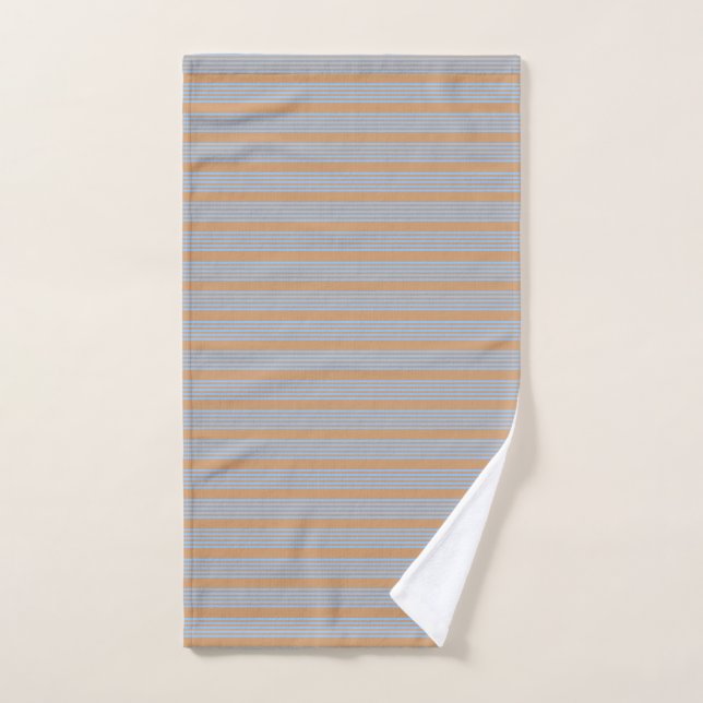Blue and tan five stripe pattern hand towel  (Hand Towel)