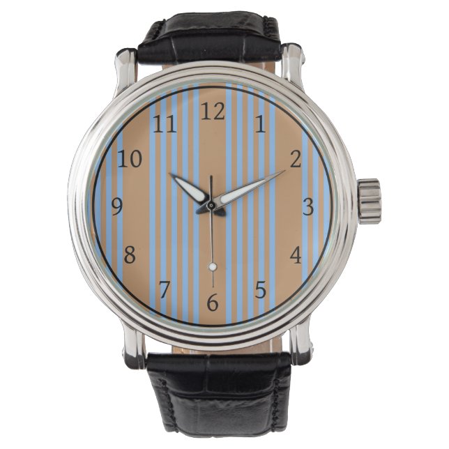 Blue and tan five stripe pattern watch (Front)