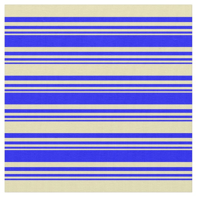 Blue and Tan Lines/Stripes Pattern Fabric (Close Up)