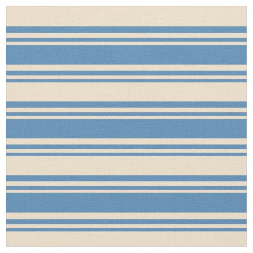 Blue and Tan Lines/Stripes Pattern Fabric