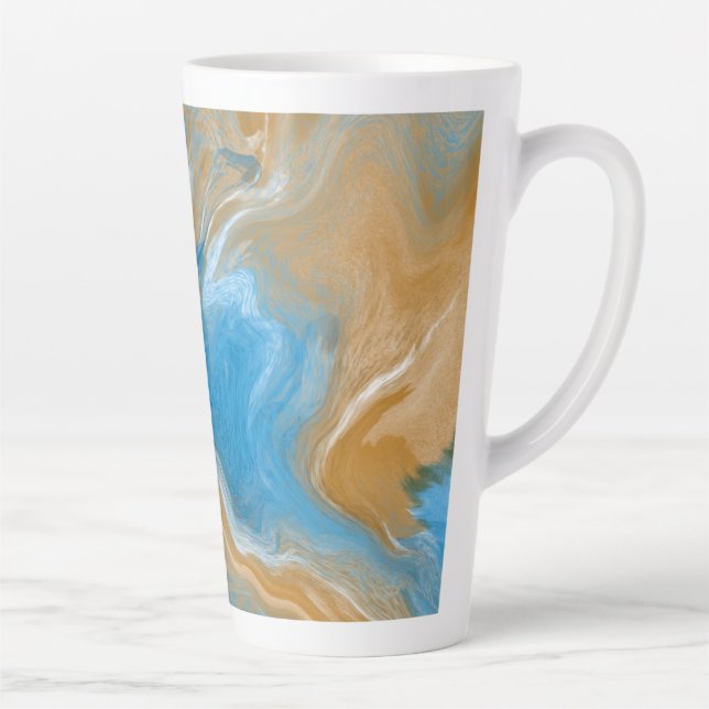Blue and Tan Marble like Art / Beach Colors Mug (Right)