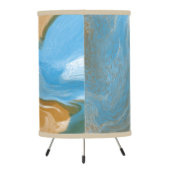 Blue and Tan Marble like Art / Beach Colors  Table Tripod Lamp (Back)