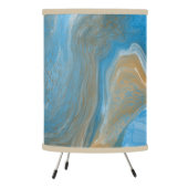 Blue and Tan Marble like Art / Beach Colors  Table Tripod Lamp (Left)