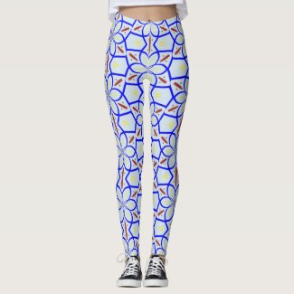 Blue and Tan Pattern Leggings