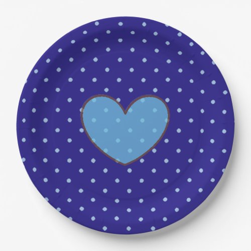 Blue and Tan Polka Dotted Party Plate