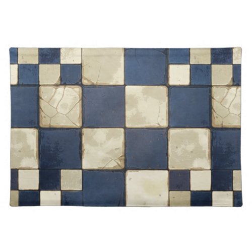 Blue And Tan Tile Cloth Placemat