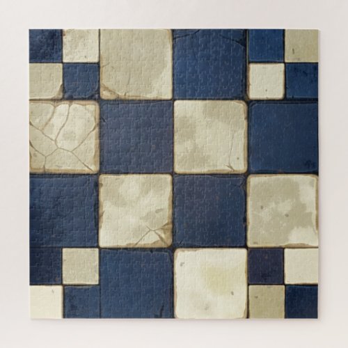 Blue And Tan Tile Jigsaw Puzzle