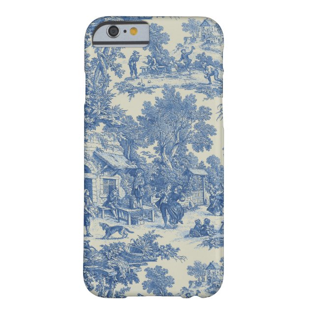 Blue and Tan Toile de Jouy Case Mate iPhone Case Zazzle