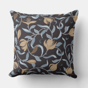 Blue and Tan William Morris Elegant Inspired Throw Pillow