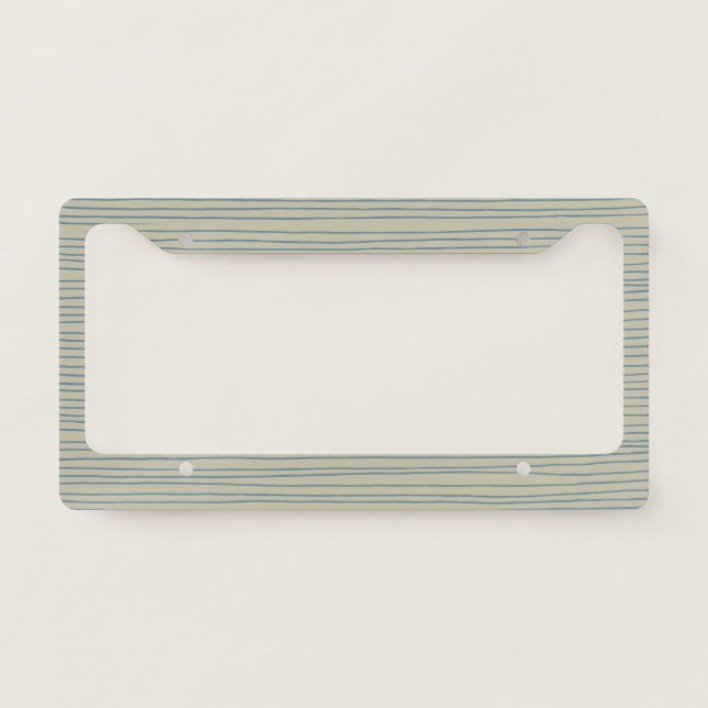 Blue and Taupe Abstract Lines Pattern License Plate Frame (Front)