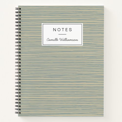 Blue and Taupe Abstract Lines Pattern  Notebook