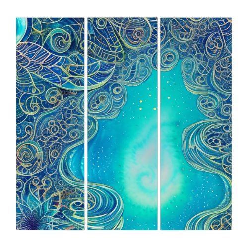 Blue and Teal Abstract Art