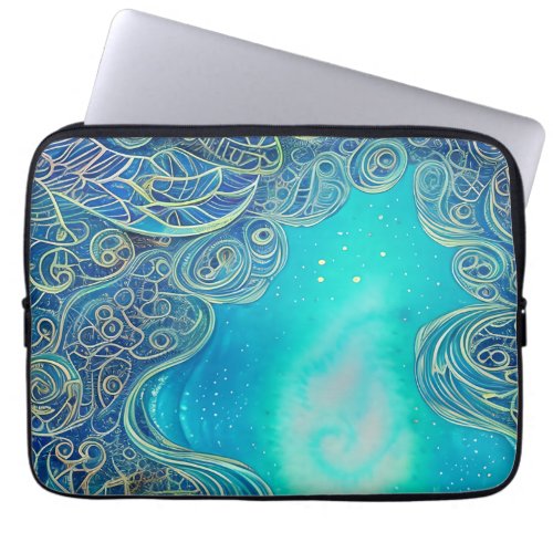 Blue and Teal Abstract Art Laptop Sleeve