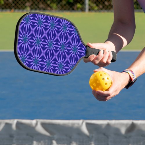 Blue And Teal Abstract Floral Pattern Pickleball Paddle