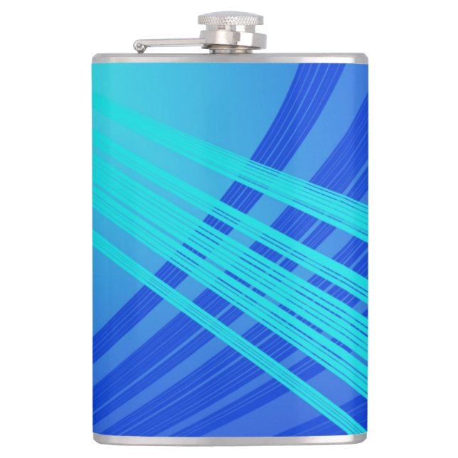 Blue and Teal Abstract Lines   Flask (Front)