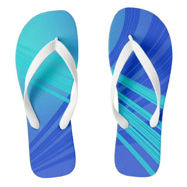 Blue and Teal Abstract Lines  Flip Flops (Footbed)