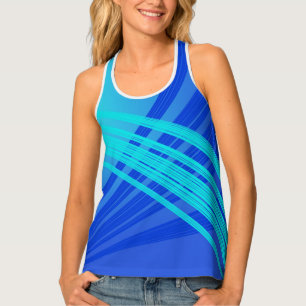Blue and Teal Abstract Lines Tank Top