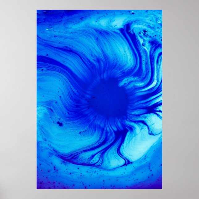 Blue and teal abstract painting poster (Front)