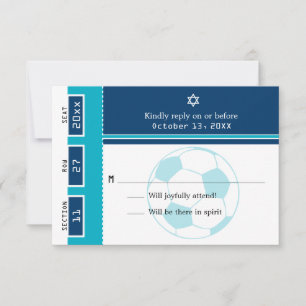 Blue and Teal Bar Mitzvah Soccer Ticket RSVP