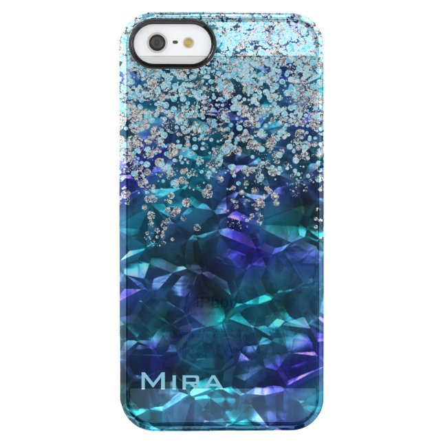 Blue and Teal Bling and Glitter iPhone 5S Case (Back)