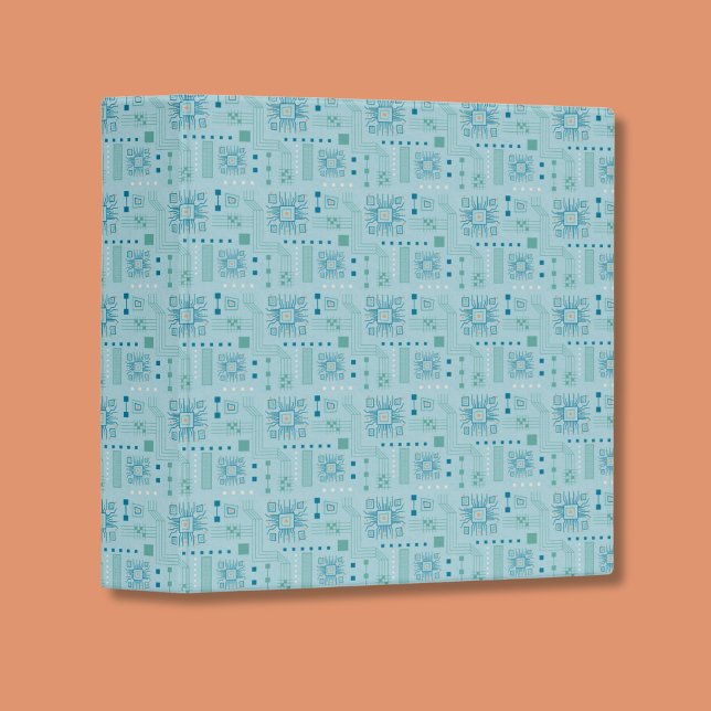 Blue and Teal Circuit Board Pattern 3 Ring Binder (Creator Uploaded)
