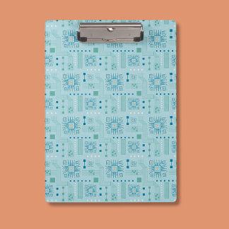Blue and Teal Circuit Board Pattern Clipboard