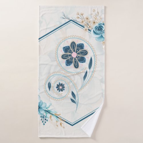 Blue and Teal Floral Graphic Revitalizing Life Bath Towel Set