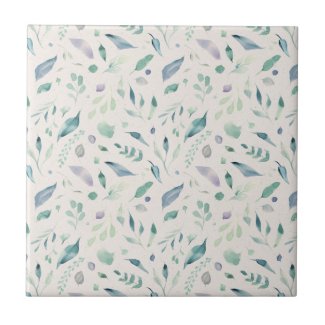 Blue and Teal Leave Custom Background Ceramic Tile