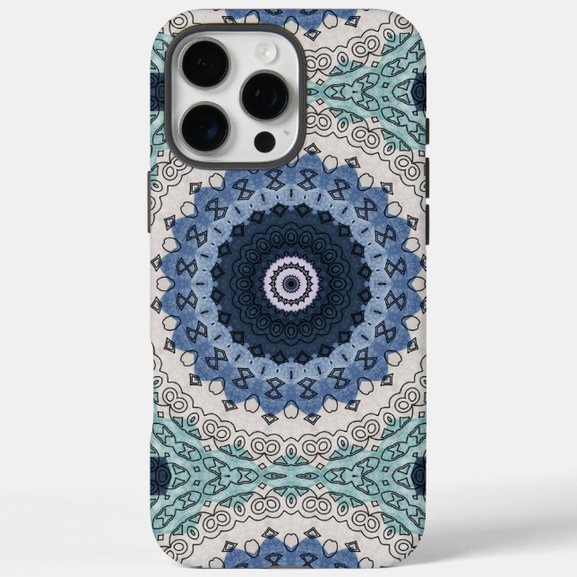 Blue and Teal Mandala with Geometric Symmetry Case-Mate iPhone Case (Back)