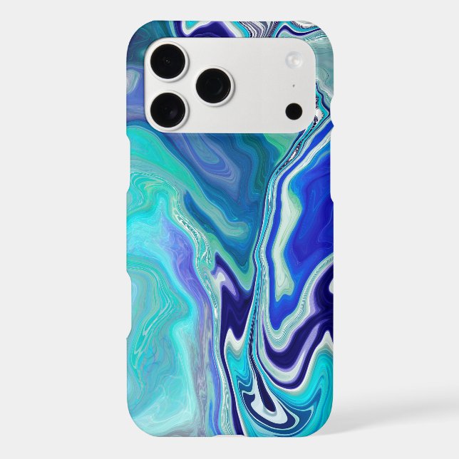 Blue and Teal Marble Waves   Iphone Case (Back)
