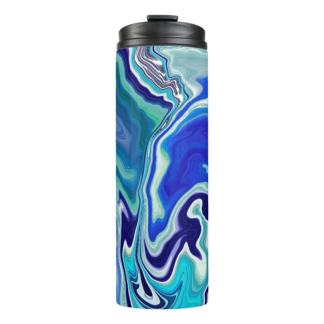 Blue and Teal Marble Waves    Thermal Tumbler (Front)