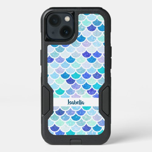 Blue and Teal Mermaid Scales Pattern iPhone 13 Case