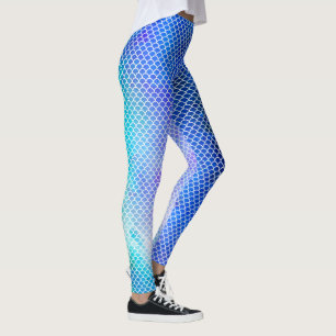 Blue and Teal Mermaid Watercolor Leggings